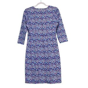 J McLaughlin Dress Small Sophia Catalina Cloth Geometric Abstract Stretch Blue